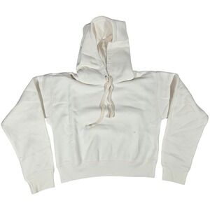 J. Crew Heritage‎ Fleece Cropped Hoodie Ivory White BW072 SP24 Womens Size S